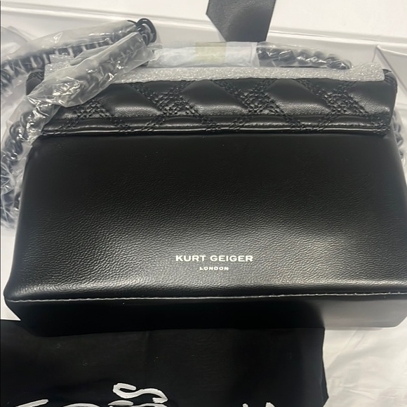 Kurt Geiger Black Quilted Shoulder Bag with Chain Detail - Picture 5 of 8